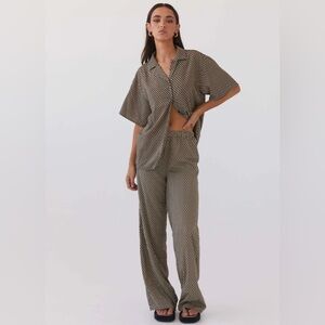 Peppermayo Bruno Wide Leg Pants in Brown Geo